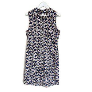 CAbi Womens Blue 5370 Armour Chain Hearts Casual Buttoned Sheath Dress Size M